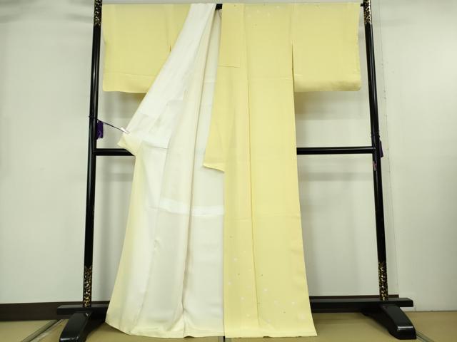 平和屋着物●極上　訪問着　絞り　淡黄色地　反端付き　逸品　未使用　DZAB8354kh6