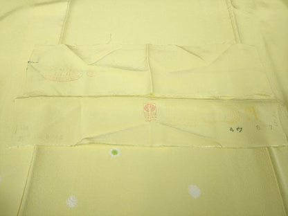 平和屋着物●極上　訪問着　絞り　淡黄色地　反端付き　逸品　未使用　DZAB8354kh6