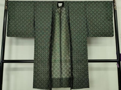 平和屋本店∞極上　西陣きもの會 長羽織 スリーシーズン 春夏秋　塵除け　紗　変幻花七宝　キララ箔　反端付き　逸品　未使用　DZAB8356kh6