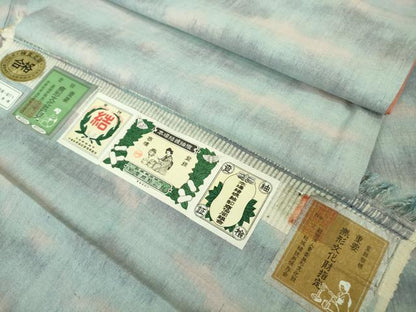 平和屋本店●極上　本場結城紬　重要無形文化財　奥順謹製　霞文　証紙付き　逸品　未使用　DZAB8357kh6