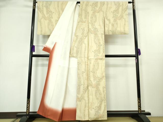 平和屋本店●極上　本場結城紬　重要無形文化財　奥順謹製　100亀甲　鬘帯花文　蒸栗色地　証紙付き　逸品　未使用　DZAB8358kh6