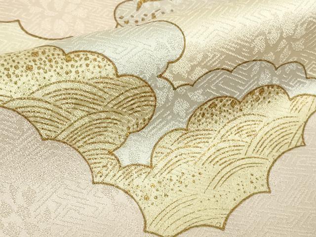平和屋本店●極上　皇室献上作家　藤井寛　訪問着　駒刺繍　雲重ね　鳥の子色地　金彩　大丸扱い　逸品　DZAB8361kh6
