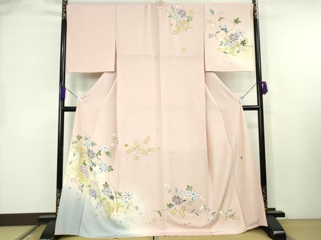 平和屋本店●極上　訪問着　友禅　作家物　枝花文　虹色地　暈し染め　逸品　DZAB8362kh6
