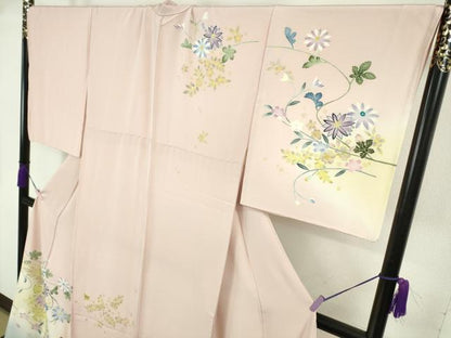 平和屋本店●極上　訪問着　友禅　作家物　枝花文　虹色地　暈し染め　逸品　DZAB8362kh6