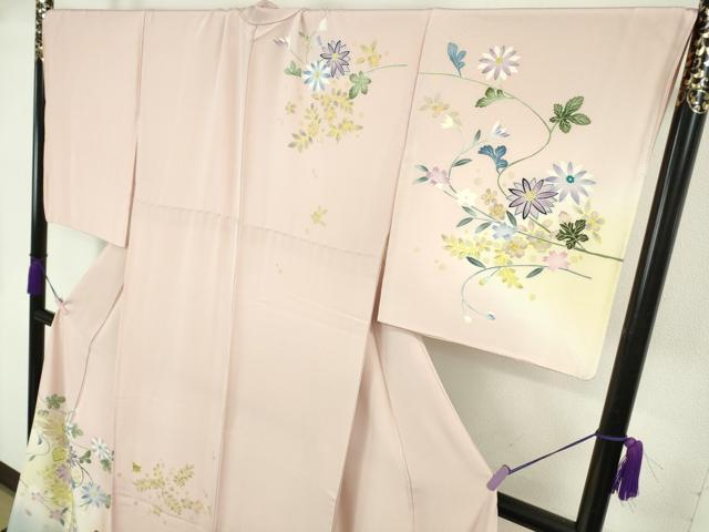 平和屋本店●極上　訪問着　友禅　作家物　枝花文　虹色地　暈し染め　逸品　DZAB8362kh6