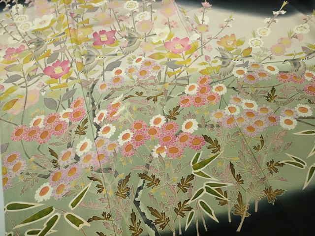 平和屋本店●極上　本加賀友禅作家　口野春峰　黒留袖　花鳥文　暈し染め　色紙・証紙付き　逸品　DZAB8363kh6