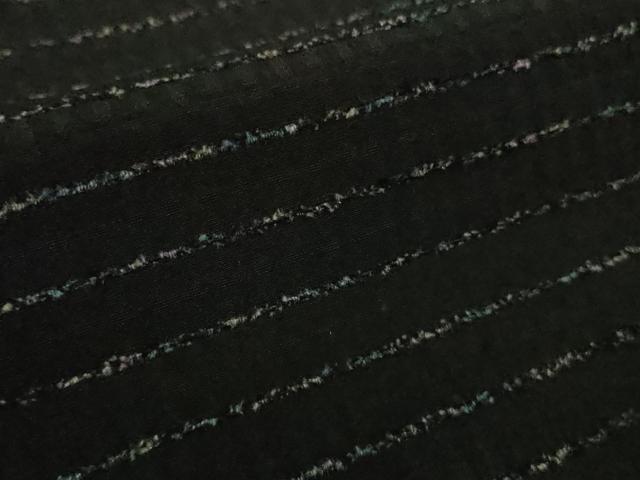 平和屋本店＊極上　夏物　米沢織　紬　東匠猪俣謹製　横縞　黒地　ロング丈　証紙付き　逸品　DZAB8365kh6