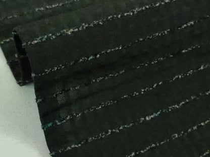 平和屋本店＊極上　夏物　米沢織　紬　東匠猪俣謹製　横縞　黒地　ロング丈　証紙付き　逸品　DZAB8365kh6