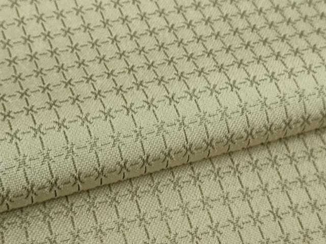 平和屋着物▽極上　お召　単衣　格子　亜麻色地　逸品　DZAB8366kh6