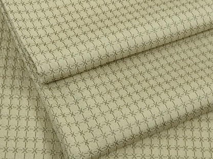 平和屋着物▽極上　お召　単衣　格子　亜麻色地　逸品　DZAB8366kh6