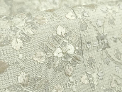 平和屋本店●極上　本場縞大島紬　白大島　総刺繍　切嵌花文　白地　逸品　未使用　DZAB8367kh6