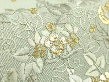平和屋本店●極上　訪問着　総刺繍　舞花葉文　白緑色地　金糸　逸品　DZAB8368kh6