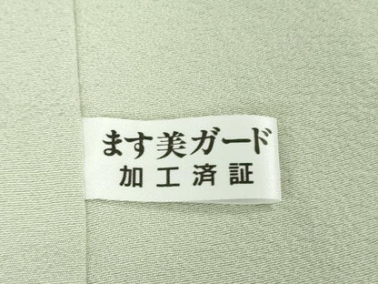 平和屋本店●極上　訪問着　総刺繍　舞花葉文　白緑色地　金糸　逸品　DZAB8368kh6