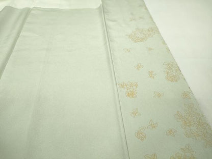 平和屋本店●極上　訪問着　総刺繍　舞花葉文　白緑色地　金糸　逸品　DZAB8368kh6