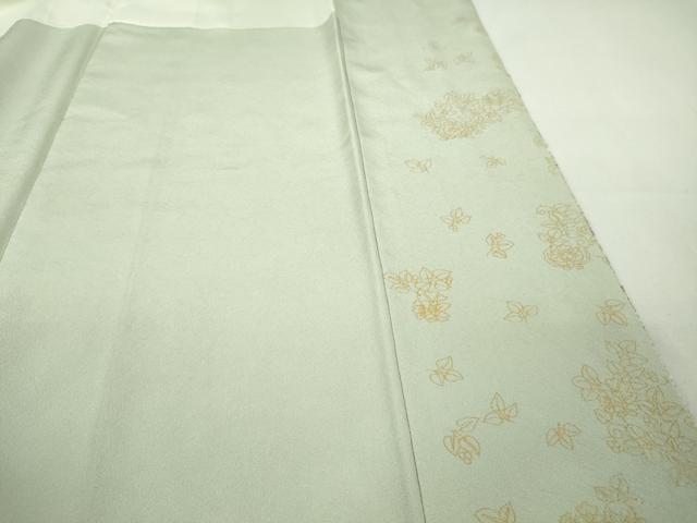 平和屋本店●極上　訪問着　総刺繍　舞花葉文　白緑色地　金糸　逸品　DZAB8368kh6