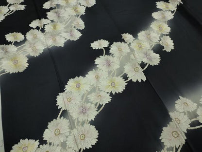 平和屋本店●極上　訪問着　総手刺繍　枝菊　濃紺地　暈し染め　金銀糸　逸品　DZAB8369kh6