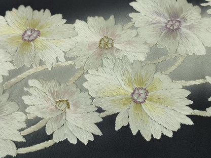平和屋本店●極上　訪問着　総手刺繍　枝菊　濃紺地　暈し染め　金銀糸　逸品　DZAB8369kh6