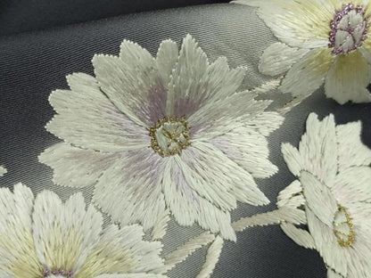 平和屋本店●極上　訪問着　総手刺繍　枝菊　濃紺地　暈し染め　金銀糸　逸品　DZAB8369kh6