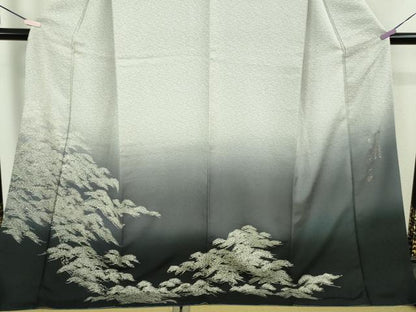 平和屋本店●極上　金彩友禅　卓越技能者・名工・和田光正　訪問着　老松　暈し染め　銀彩　さが美扱い　ロング丈　逸品　DZAB8370kh6