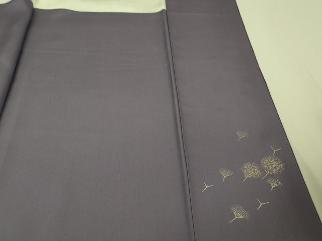 平和屋本店●極上　金彩友禅　卓越技能者・名工・和田光正　訪問着・袋帯セット　綿毛　深紫色地　暈し染め　銀彩　逸品　DZAB8371kh6