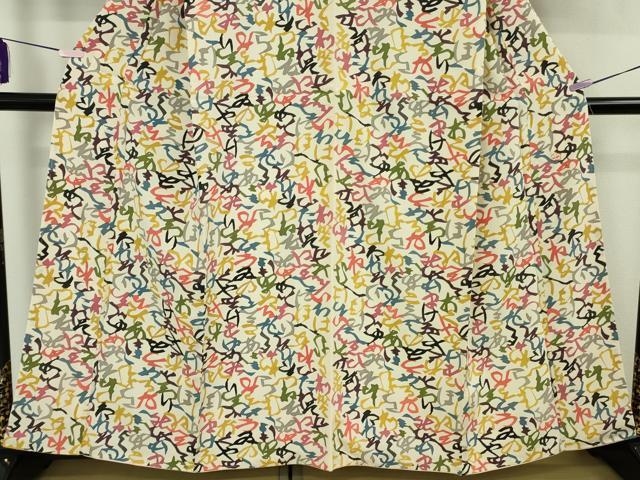 平和屋本店●超希少　人間国宝　芹沢圭介　型絵染　小紋　いろは唄　縮緬地　落款有り　逸品　未使用　DZAB8373kh6
