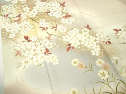 平和屋本店●極上　訪問着　駒刺繍　枝桜　枝菊　暈し染め　金彩　逸品　DZAB8379kh6