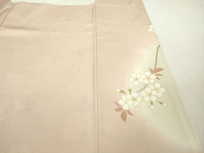 平和屋本店●極上　訪問着　駒刺繍　枝桜　枝菊　暈し染め　金彩　逸品　DZAB8379kh6