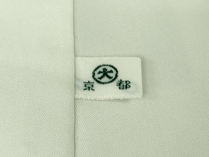 平和屋本店●極上　人間国宝　福田喜三郎　訪問着　刺繍　葡萄唐草文　草色　金彩　縮緬地　大丸扱い　逸品　DZAB8380kh6