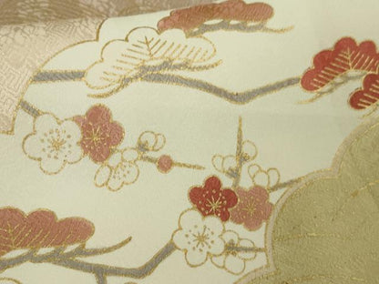 平和屋本店●極上　訪問着　吉澤友禅　駒刺繍　雲取り吉祥花文　洗柿色地　金彩　ますいわ屋扱い　逸品　DZAB8385kh6