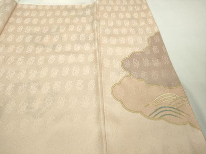 平和屋本店●極上　訪問着　吉澤友禅　駒刺繍　雲取り吉祥花文　洗柿色地　金彩　ますいわ屋扱い　逸品　DZAB8385kh6