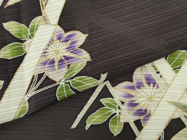 平和屋本店＊極上　夏物　訪問着　変わり絽　鉄仙花　紅消鼠色地　金彩　逸品　DZAB8386kh6