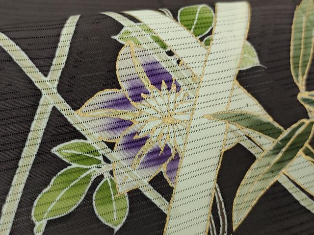 平和屋本店＊極上　夏物　訪問着　変わり絽　鉄仙花　紅消鼠色地　金彩　逸品　DZAB8386kh6