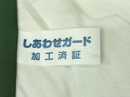 平和屋本店●極上　博多織人　黒木織物　紬　献上　仙斉茶色×黒緑色　ロング丈　証紙付き　逸品　DZAB8388kh6