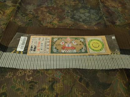 平和屋本店＊希少　夏物　前田仁仙　仁仙更紗　本場縞大島紬　夏大島　寿紬謹製　更紗花鳥文　証紙付き　逸品　DZAB8393kh6