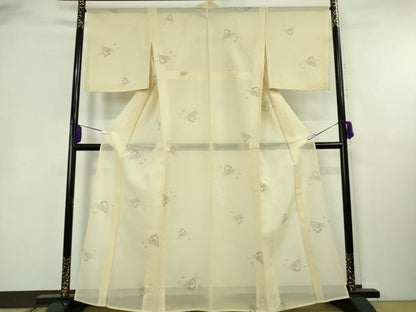 平和屋着物＊極上　夏物　結城紬　夏結城　100亀甲　飛び亀甲柄　蟹　カニ　蒸栗色地　逸品　DZAB8394kh6