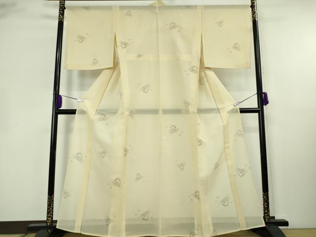 平和屋着物＊極上　夏物　結城紬　夏結城　100亀甲　飛び亀甲柄　蟹　カニ　蒸栗色地　逸品　DZAB8394kh6