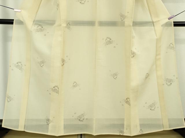 平和屋着物＊極上　夏物　結城紬　夏結城　100亀甲　飛び亀甲柄　蟹　カニ　蒸栗色地　逸品　DZAB8394kh6