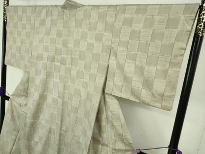 平和屋本店●希少　人間国宝　志村ふくみ　紬　銀峯　市松文様　たとう紙付き　逸品　未使用　DZAB8401kh6