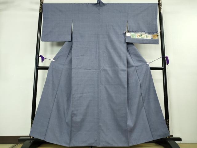 平和屋本店●極上　本場結城紬　重要無形文化財　奥順謹製　色無地　紅掛空色　証紙付き　逸品　DZAB8408kh6