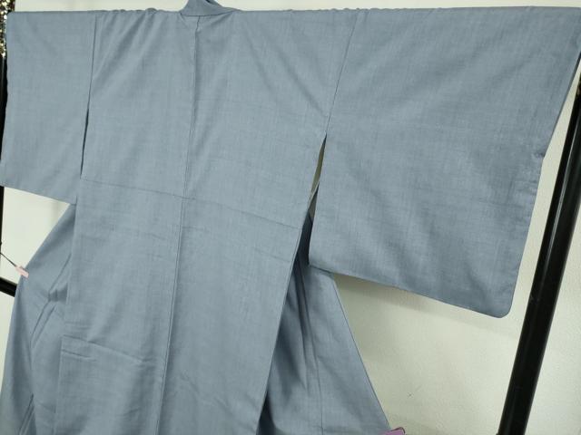 平和屋本店●極上　本場結城紬　重要無形文化財　色無地　紅碧色　証紙・証明書付き　逸品　DZAB8409kh6