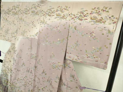 平和屋本店●極上　中国三大刺繍　スワトウ刺繍　汕頭刺繍　訪問着　風景花文　暈し染め　金糸　逸品　DZAB8417kh6