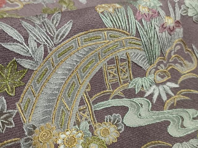 平和屋本店●極上　中国三大刺繍　スワトウ刺繍　汕頭刺繍　訪問着　風景花文　暈し染め　金糸　逸品　DZAB8417kh6