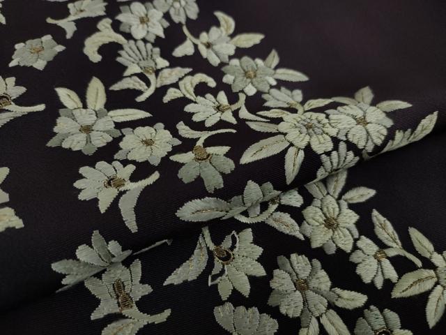 平和屋本店●極上　訪問着　総刺繍　舞花文　濃い深紫色地　暈し染め　金糸　逸品　DZAB8418kh6