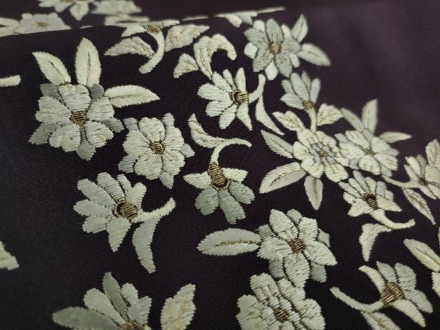 平和屋本店●極上　訪問着　総刺繍　舞花文　濃い深紫色地　暈し染め　金糸　逸品　DZAB8418kh6
