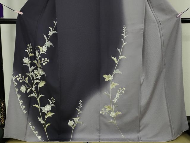 平和屋本店●極上　訪問着　総手刺繍　枝花文　暈し染め　金銀糸　逸品　DZAB8421kh6
