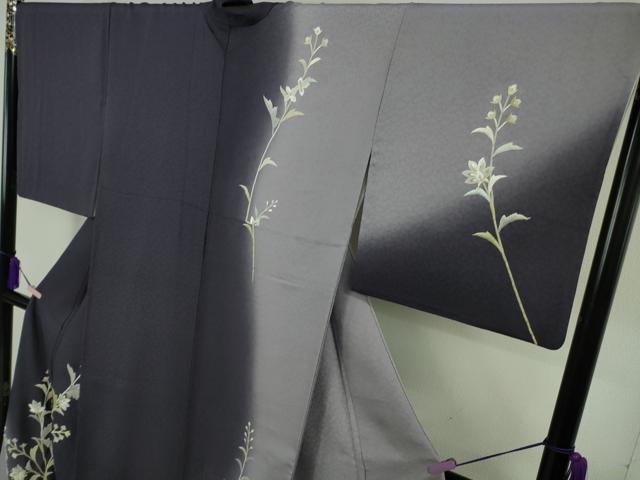 平和屋本店●極上　訪問着　総手刺繍　枝花文　暈し染め　金銀糸　逸品　DZAB8421kh6