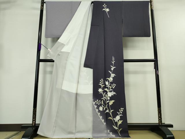 平和屋本店●極上　訪問着　総手刺繍　枝花文　暈し染め　金銀糸　逸品　DZAB8421kh6