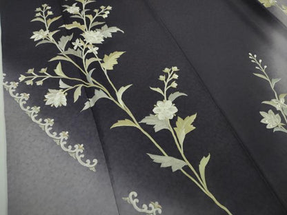 平和屋本店●極上　訪問着　総手刺繍　枝花文　暈し染め　金銀糸　逸品　DZAB8421kh6