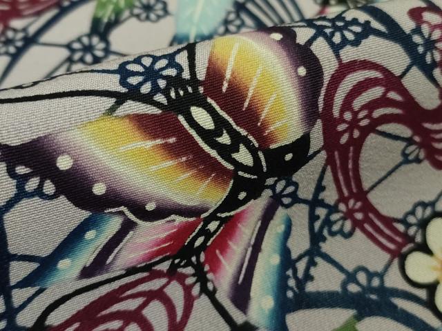 平和屋本店●極上　人間国宝　玉那覇有公　本場琉球紅型　小紋　舞蝶花文　参考資料付き　逸品　DZAB8423kh6