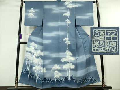 平和屋本店●極上　創業460年・千總　訪問着　樹木　紅掛空色地　暈し染め　大丸扱い　逸品　未使用　DZAB8426kh6